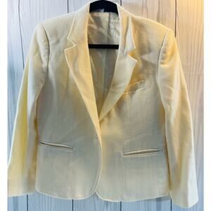 VINTAGE 80's Hyde Point Ivory 100% Wool Woolmark Single Button Blazer 6P